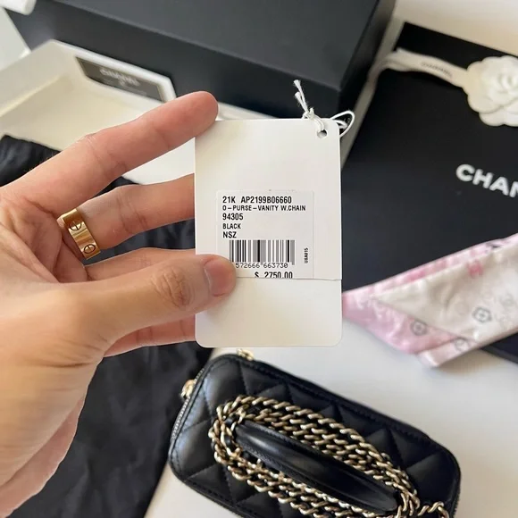 Chanel Lambskin Quilted Small Top Handle Vanity Case With Chain Black - Picture 3 of 3